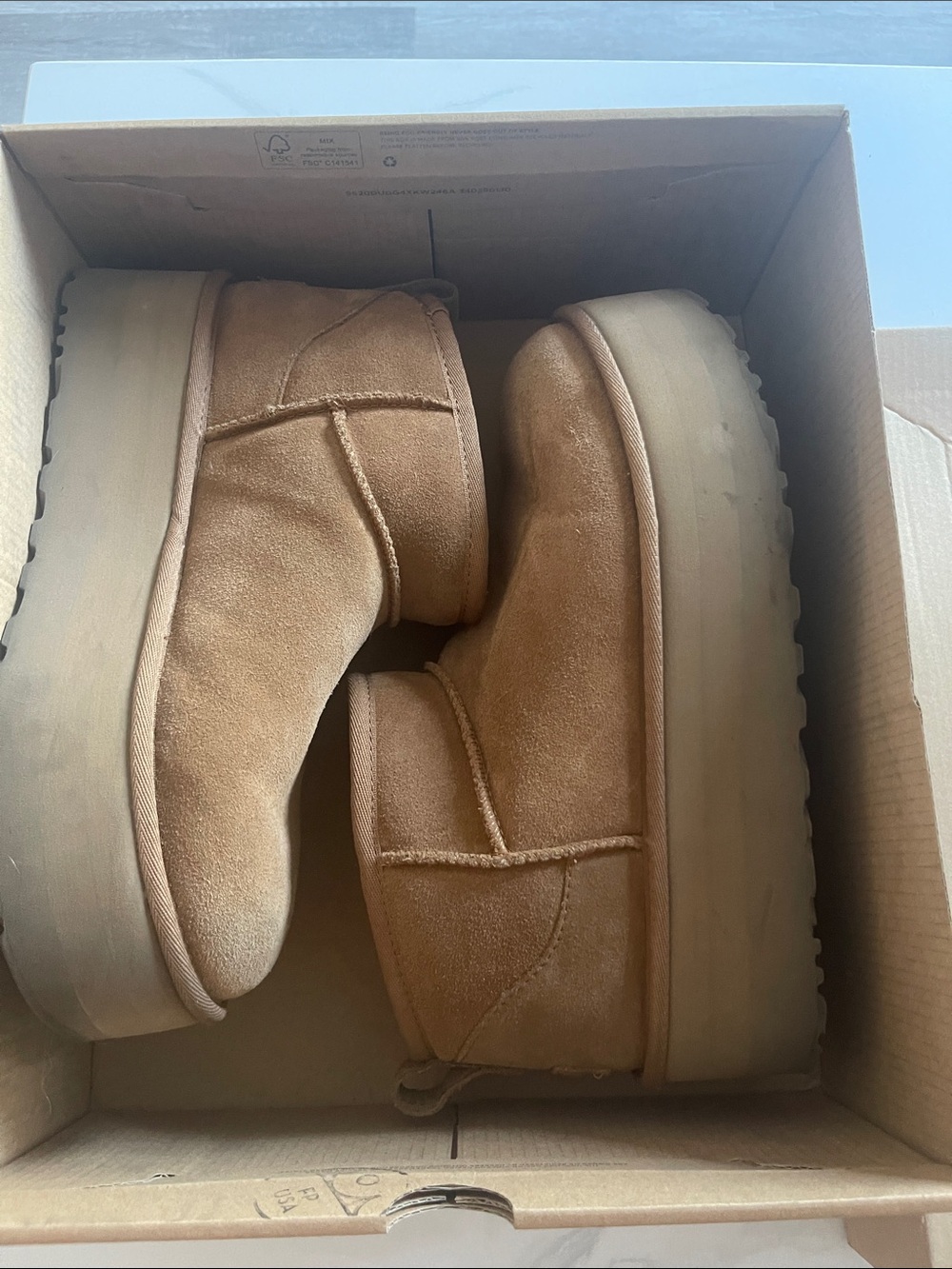 Platform Suede Ankle Boots in Chestnut